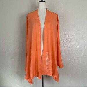 Dharma Trading Co Orange Open Front Giraffe Cardigan, Size S/M
